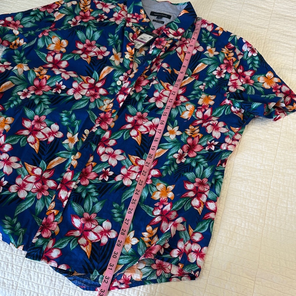 Tommy Hilfiger Hawaiian Linen Cotton Blend Button Down T Shirt NWT Oversized - Picture 7 of 9